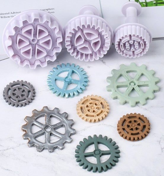 Gear Wheel Fondant/Cookie Plunger Cutter (3pc)