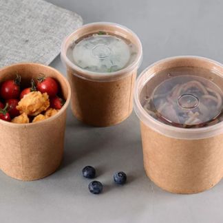 Kraft Paper Cup With Lid (350ml) 5pc