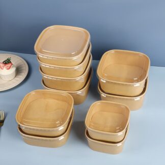 Square Kraft Container With Lid (3pc)