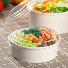 White Round Kraft Container With Clear Lid (5pc)