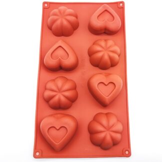 Heart and Flower Silicone Mould (8 cavity)
