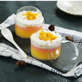 Plastic Round Dessert Container With Lid (7x4cm) 10pc