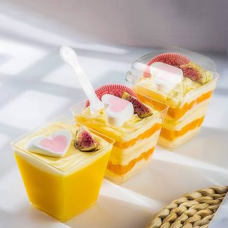Plastic Square Dessert Container (6x5x4cm) 10pc